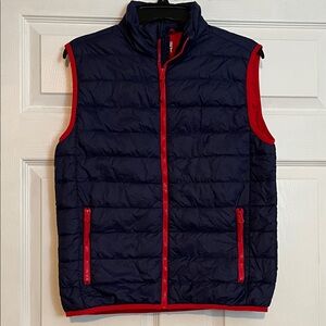 32 Degrees Down Vest - Boys M (10/12) - Navy Blue and Red Lightweight Puffer